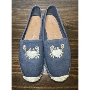 Kate Spade Beach Date Espadrilles Crab Slip On Shoes Navy Women's‎ 7.5